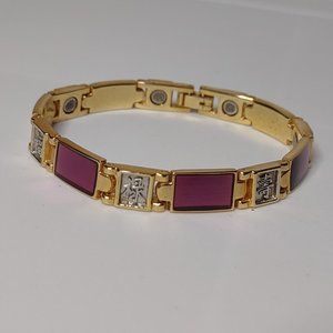 Cute Purple And Gold Tone Metal Bracelet